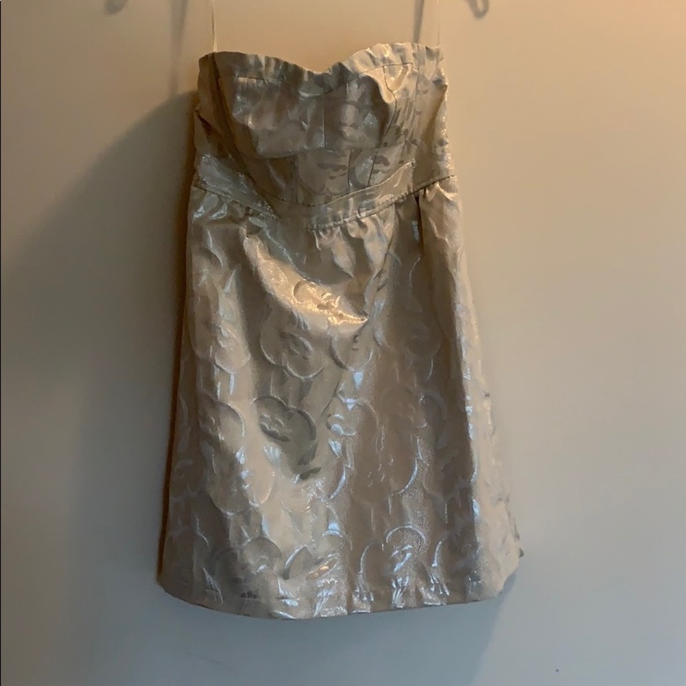 Cream strapless cocktail dress